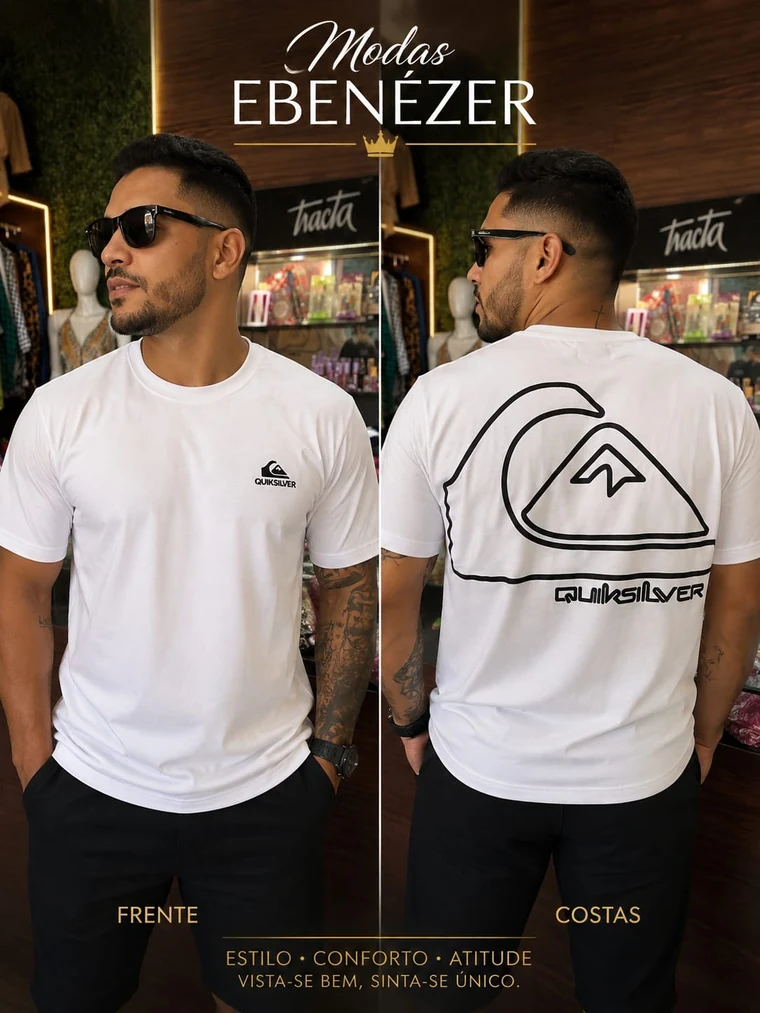Camiseta masculina branca da Modas Ebenézer